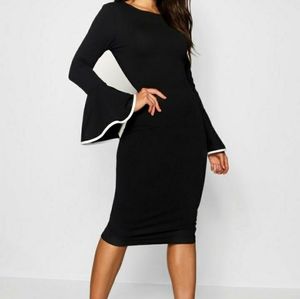Black midi body con dress